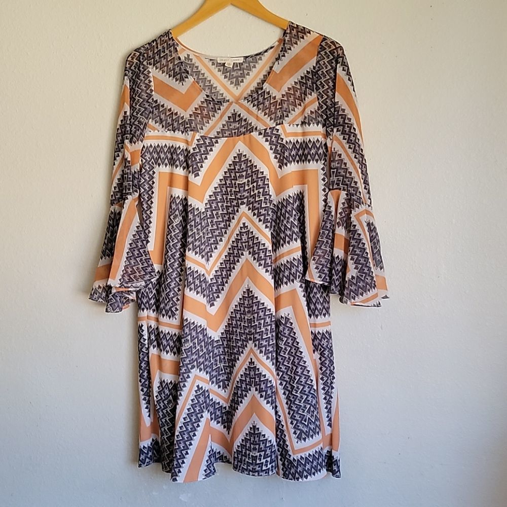 Paper crown round neck midi swing dress size M